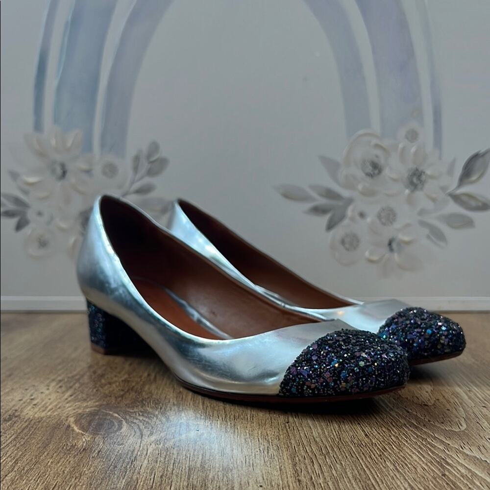 Schultz Silver Glitter Block Heels